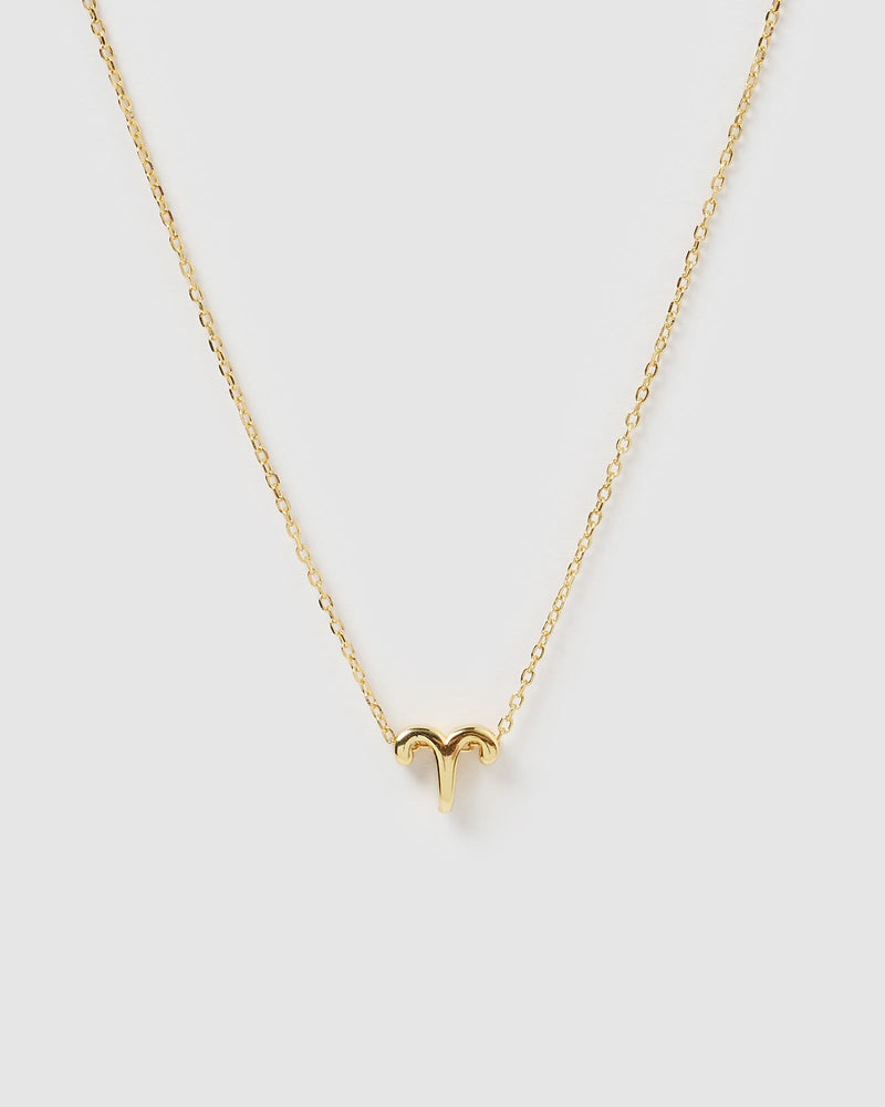Izoa Aries Star Sign Symbol Necklace Gold