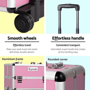The Zebra Effect Health & Beauty > Makeup Embellir Makeup Case Beauty Cosmetic Organiser Travel Portable Box Troley Vanity CASE-MU-4T-081-PI