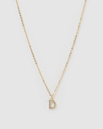 Izoa Crystal Letter D Necklace Gold