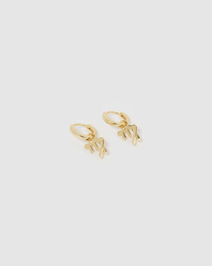 Izoa Virgo Star Sign Symbol Huggie Earrings Gold - The Zebra Effect