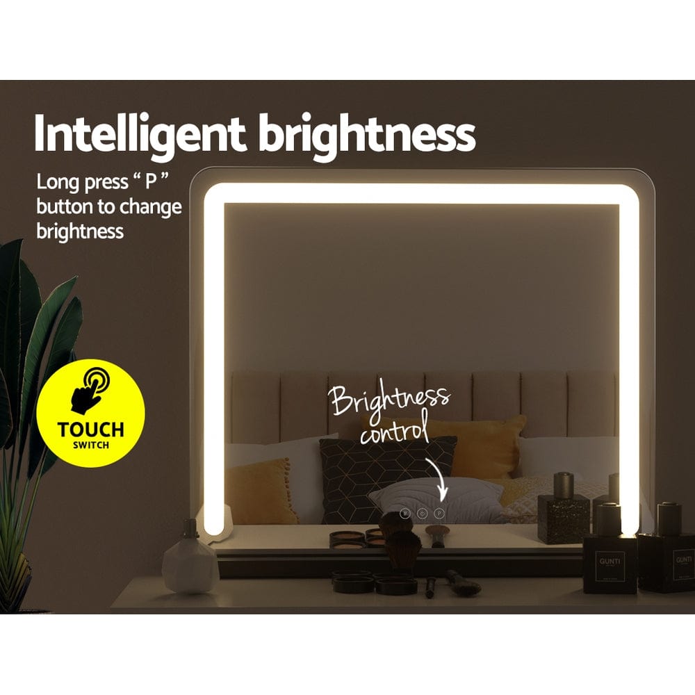 The Zebra Effect Health & Beauty > Makeup Mirrors Embellir Makeup Mirror With Light Hollywood Vanity LED Tabletop Mirrors 50X60CM MM-E-FRAME-5060LED-BK