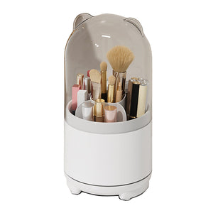 The Zebra Effect Health & Beauty > Cosmetic Storage 360° Rotating Makeup Brush Bucket Transparent Dust-proof Cosmetic Storage Box(White) V462-FB-79-02
