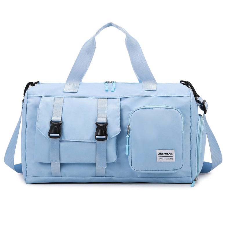 Sky-blue Holographic Gym Duffel Bag - Dry Wet Separation - Large Capac