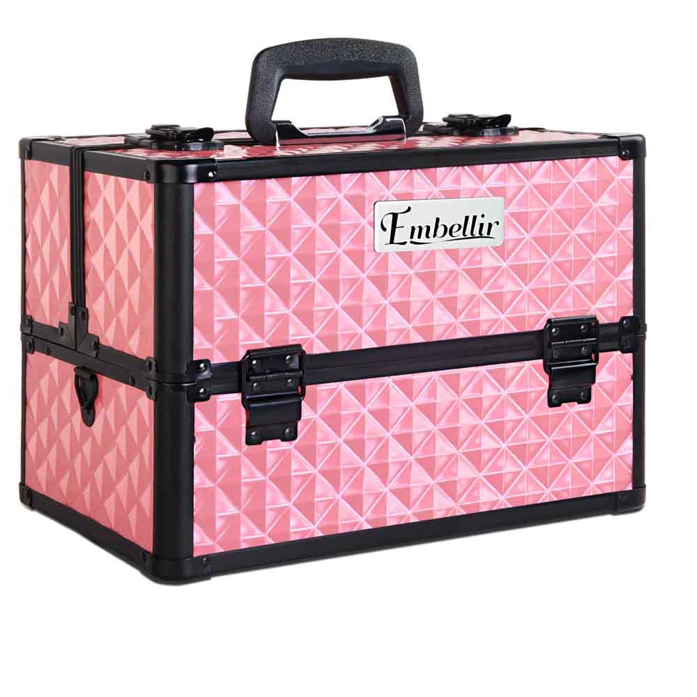 The Zebra Effect Health & Beauty > Cosmetic Storage Embellir Portable Cosmetic Beauty Makeup Case - Diamond Pink CASE-MU-HZ7002-DIPI