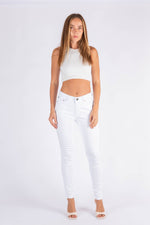 Wakee Denim Stretch Jean Skinny Leg High Waist - White 3006