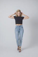 Wakee Denim Jean Women's Straight Leg High Rise - Blue Day 3018