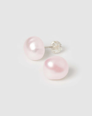 Izoa Calista Pearl Stud Earrings Purple