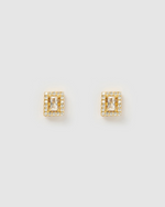 Izoa Maya Stud Earrings Gold Clear