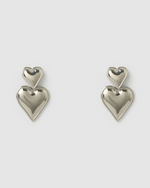 Izoa Tana Heart Stud Earrings Silver