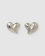 Izoa Layla Heart Stud Earrings Silver