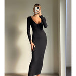 BELA Black Long Sleeve Knit Midi Dress