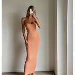 HAZEL Light Terracotta Bodycon Sleeveless Knit Maxi Dress