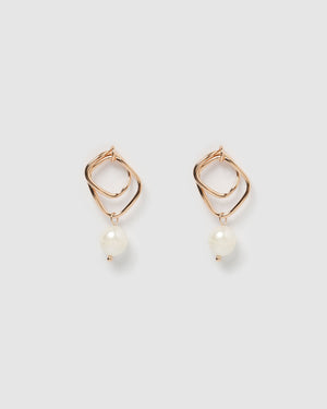 Izoa Serenity Earrings Rose Gold Freshwater Pearl