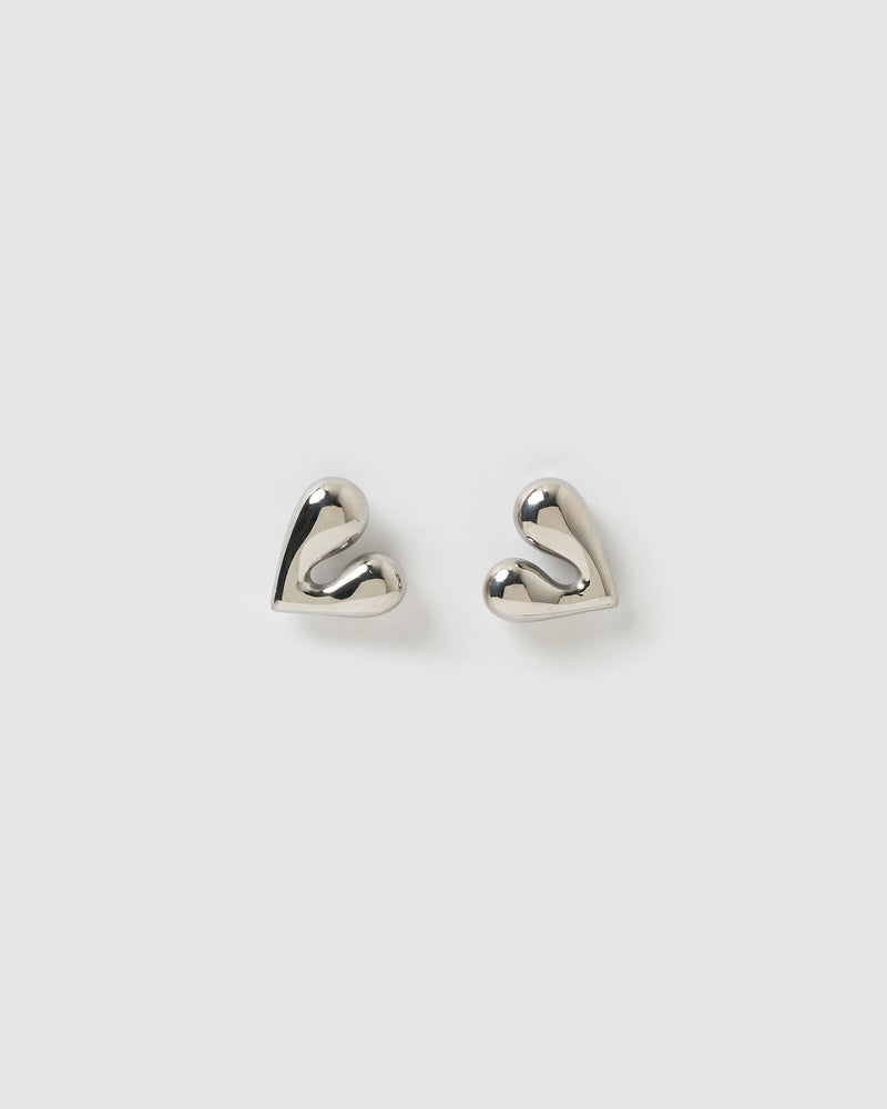 Izoa Vionna Heart Stud Earrings Silver