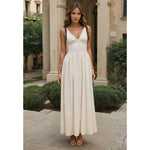 ANASTASIJA Ivory V Neck Flowy Maxi Dress