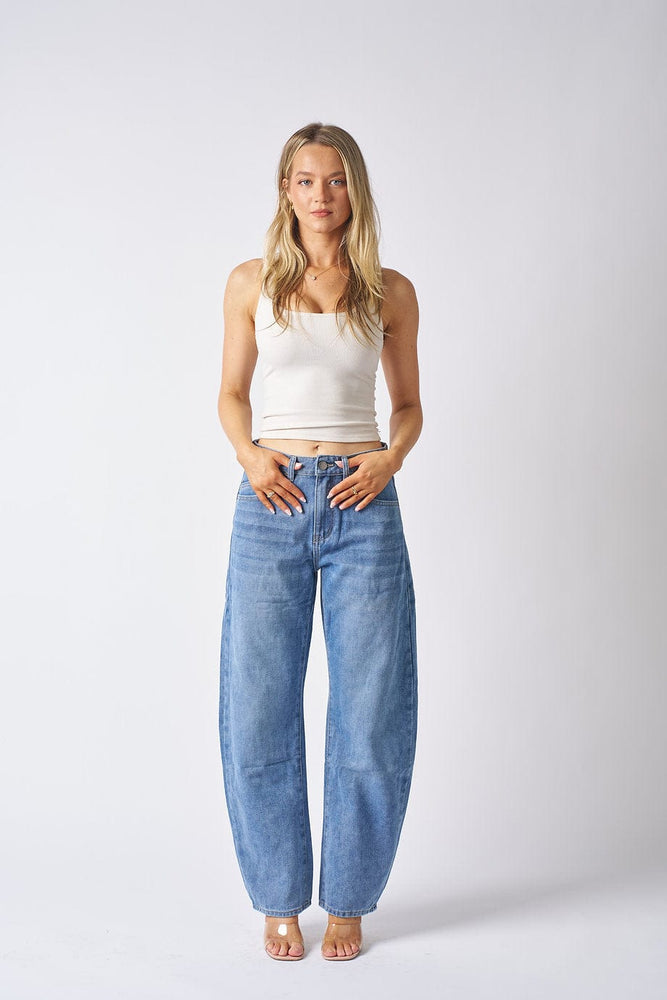 Wakee Denim Jean Barrel Leg High Rise - Blue Dayz BA281
