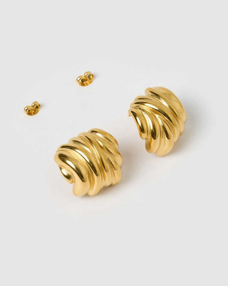 Izoa Aimee Stud Earrings Gold