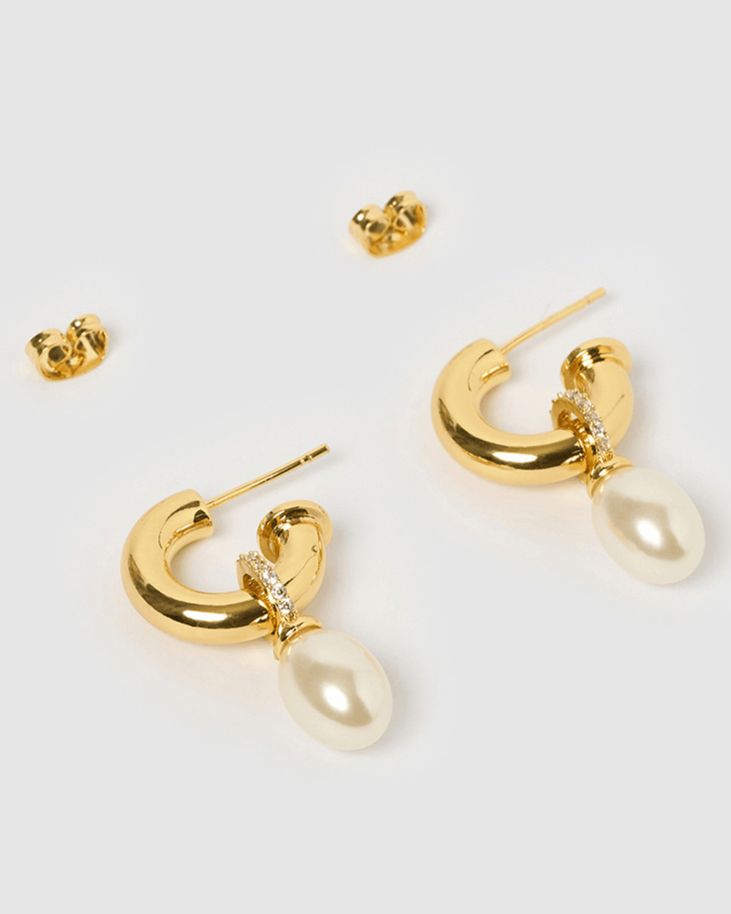 Izoa Alina Earrings Gold Pearl
