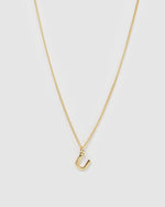 Izoa Alphabet Letter U Necklace Gold