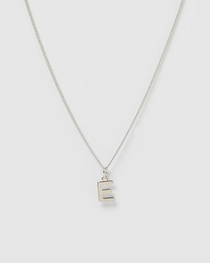 Izoa Alphabet Letter E Necklace Silver