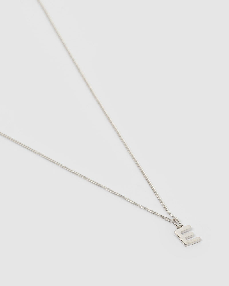 Izoa Alphabet Letter E Necklace Silver