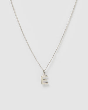 Izoa Necklaces Izoa Alphabet Letter E Necklace Silver IZ-ALPHABETLETTERNECKSILV-E