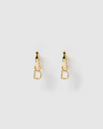 Izoa Alphabet Letter D Huggie Earrings Gold