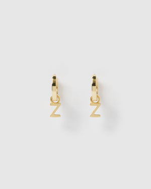 Izoa Earrings Izoa Alphabet Letter Z Huggie Earrings Gold IZ-ALPHAHUGGIEZ-GLD