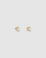 Izoa Alphabet Mini Letter C Stud Earrings Gold
