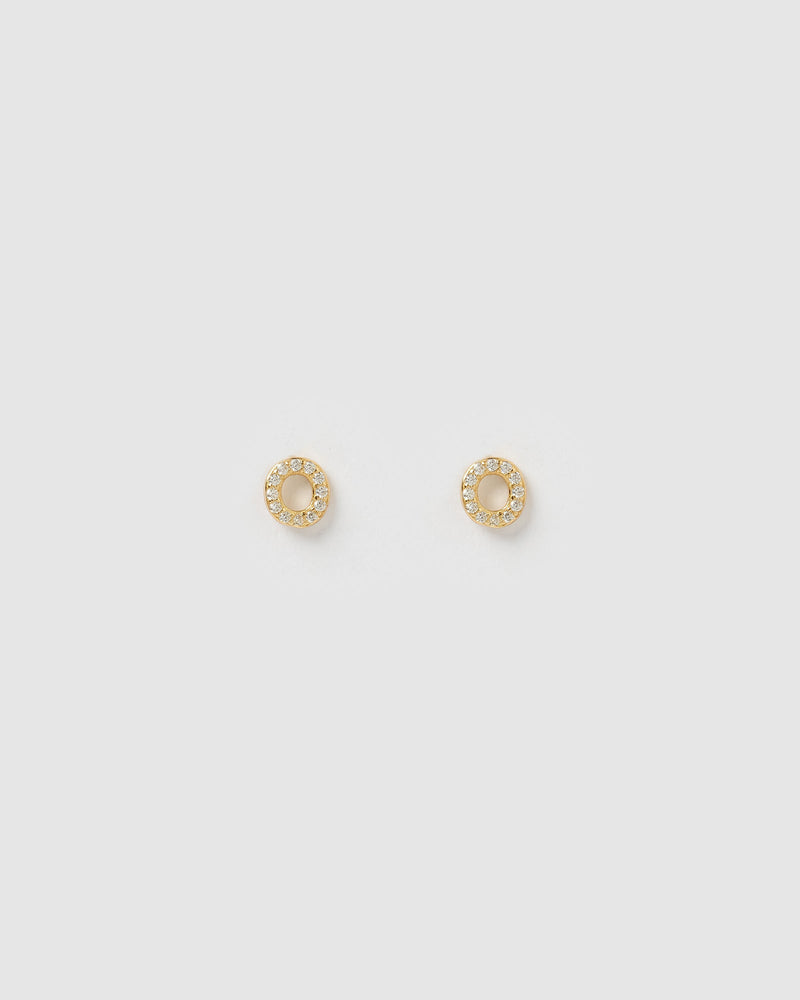 Izoa Alphabet Mini Letter O Stud Earrings Gold