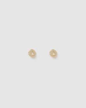 Izoa Alphabet Mini Letter O Stud Earrings Gold