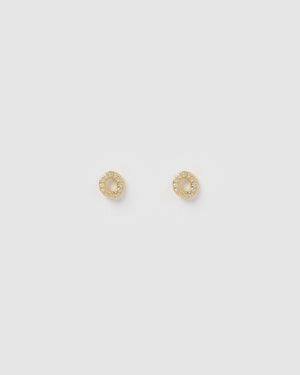 Izoa Earrings Izoa Alphabet Mini Letter O Stud Earrings Gold IZ-ALPHASTUDO-GLD