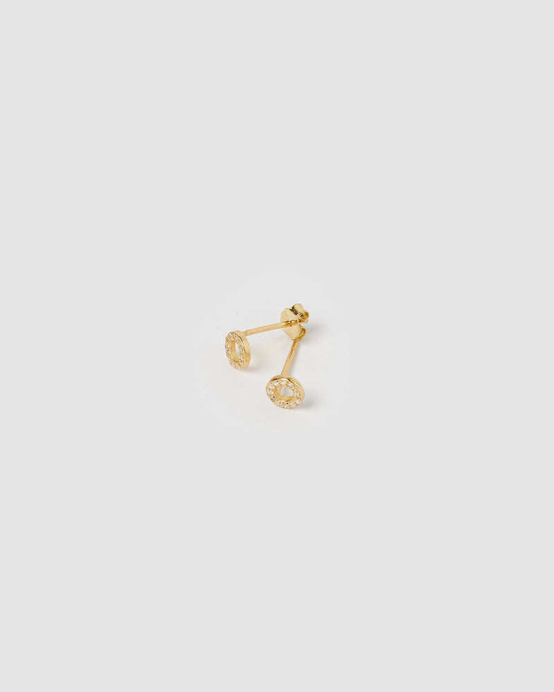 Izoa Earrings Izoa Alphabet Mini Letter O Stud Earrings Gold IZ-ALPHASTUDO-GLD