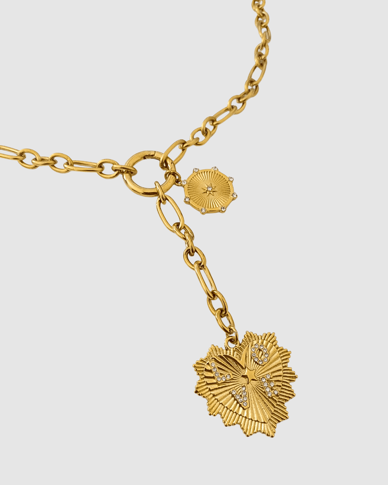 Izoa Necklaces Izoa Amora Heart Pendant Necklace Gold IZ-AMORAHEARTNECK-GLD