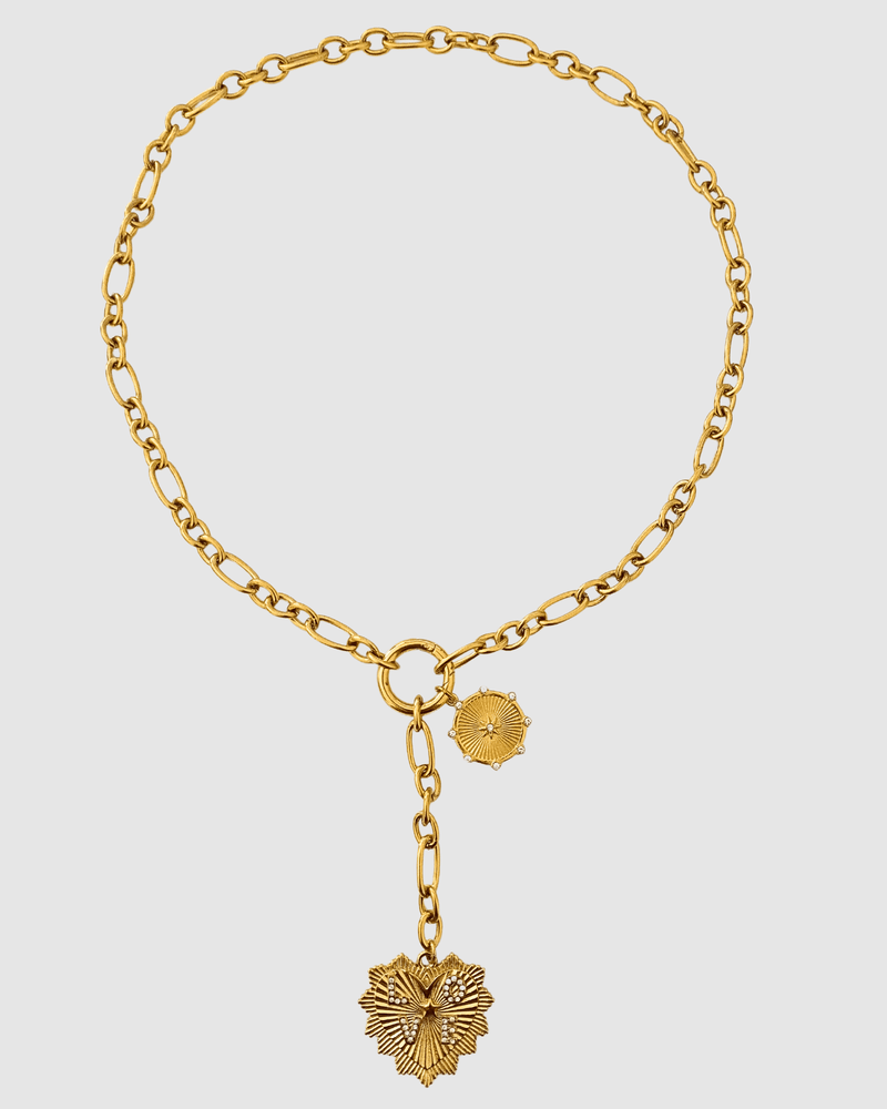 Izoa Necklaces Izoa Amora Heart Pendant Necklace Gold IZ-AMORAHEARTNECK-GLD