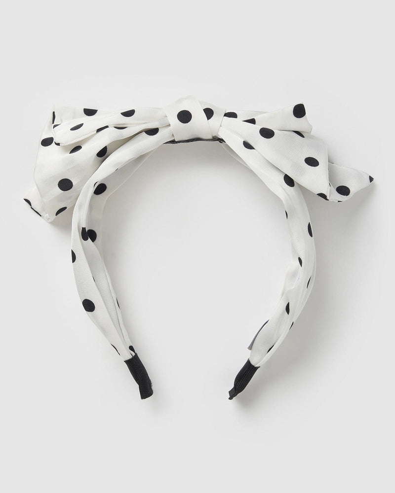 Izoa Hair Accessories Izoa Angelina Headband White Polka Dot IZ-ANGELINAHEAD-WHITEPOLKADOT