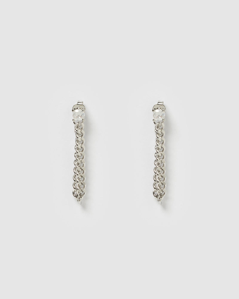 Izoa Annie Drop Stud Earrings Silver