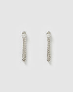 Izoa Annie Drop Stud Earrings Silver