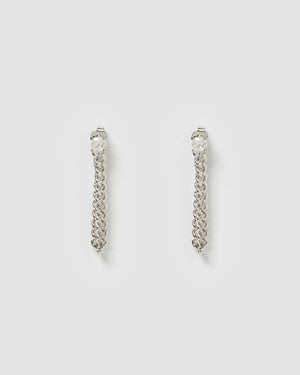 Izoa Annie Drop Stud Earrings Silver