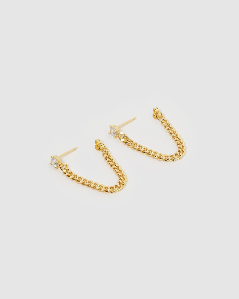 Izoa Annie Drop Stud Earrings Gold