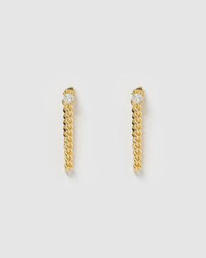 Izoa Annie Drop Stud Earrings Gold