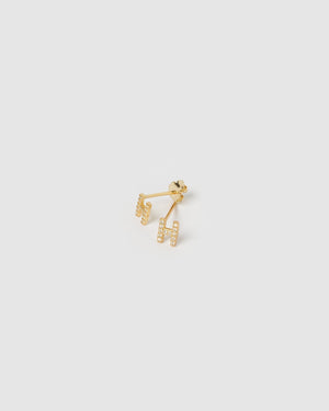 Izoa Earrings Izoa Alphabet Mini Letter H Stud Earrings Gold IZ-APLPHASTUD-GLD
