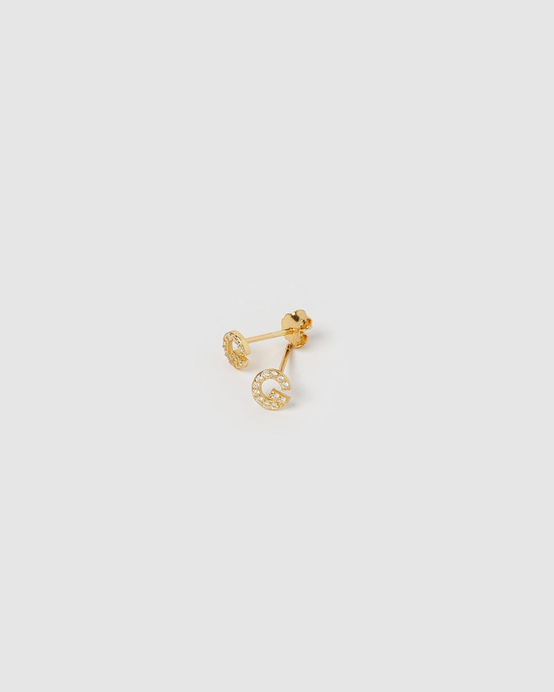 Izoa Earrings Izoa Alphabet Mini Letter G Stud Earrings Gold IZ-APLPHASTUDG-GLD
