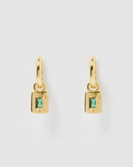 Izoa Cairo Huggie Earrings Gold Green