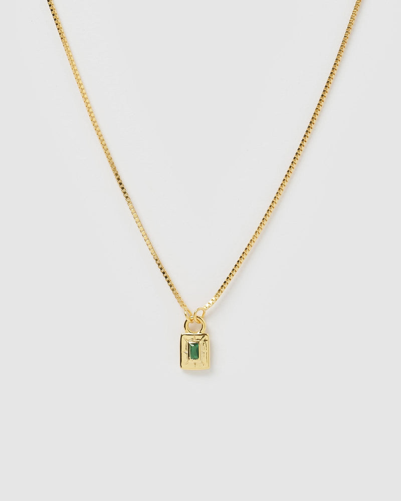 Izoa Jewellery Izoa Cairo Necklace Gold Green IZ-CAIRONECK-GLD