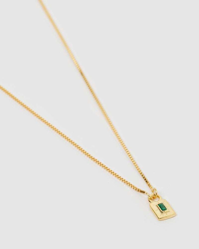 Izoa Necklace Izoa Cairo Necklace Gold Green IZ-CAIRONECK-GLD
