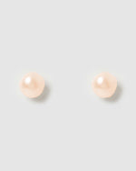 Izoa Calista Pearl Stud Earrings Peach