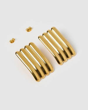 Izoa Camille Stud Earrings Gold