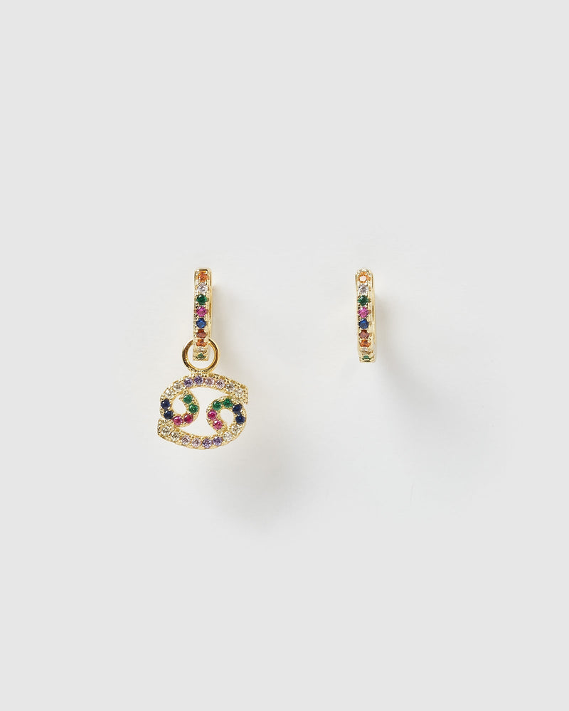 Izoa Cancer Star Sign Huggie Earring Gold Multi