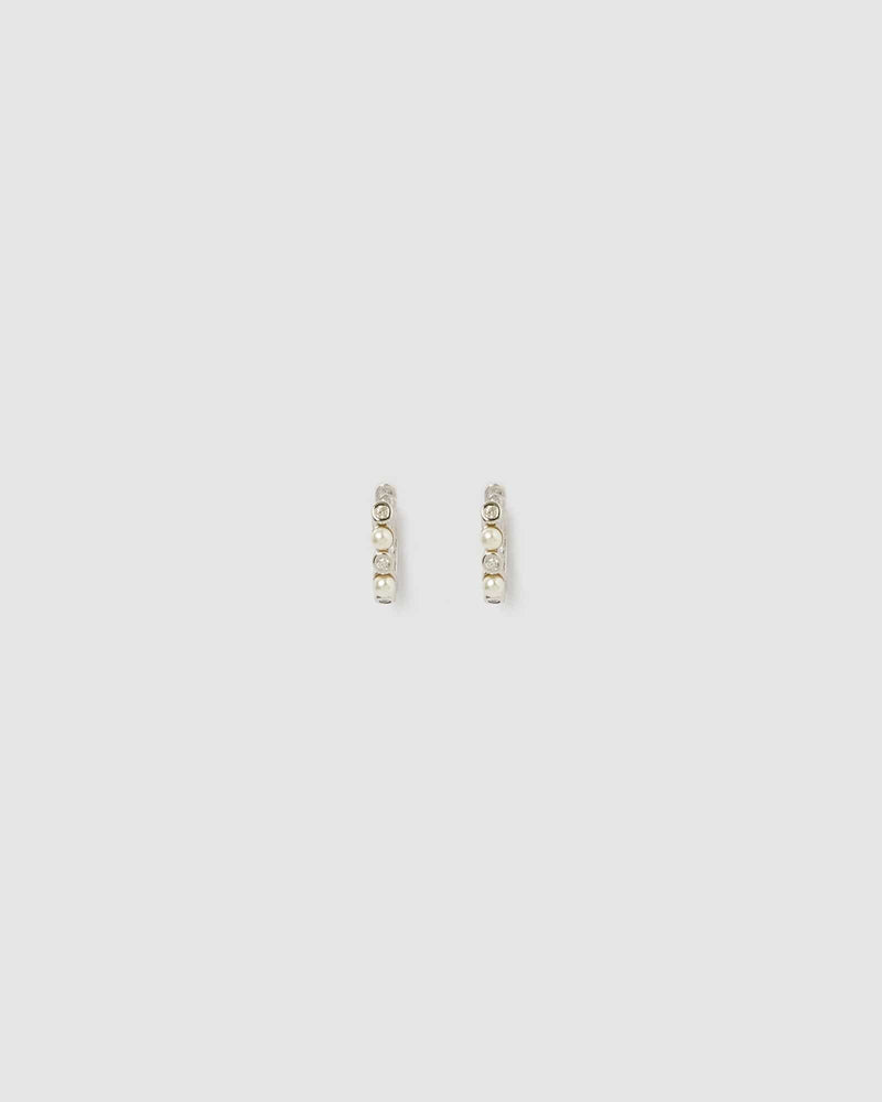 Izoa Candice Huggie Silver Pearl